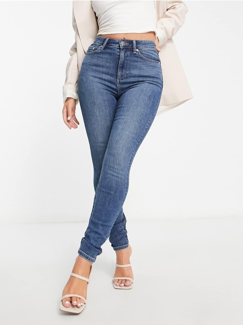 ASOS Mid Blue High-Rise Skinny Jeans